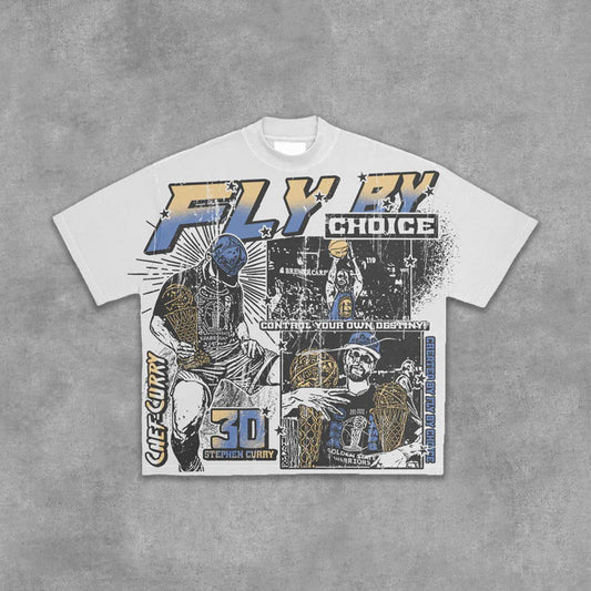 Fly By Choice Stephen Curry Graphics Print Cotton Casual T-Shirt