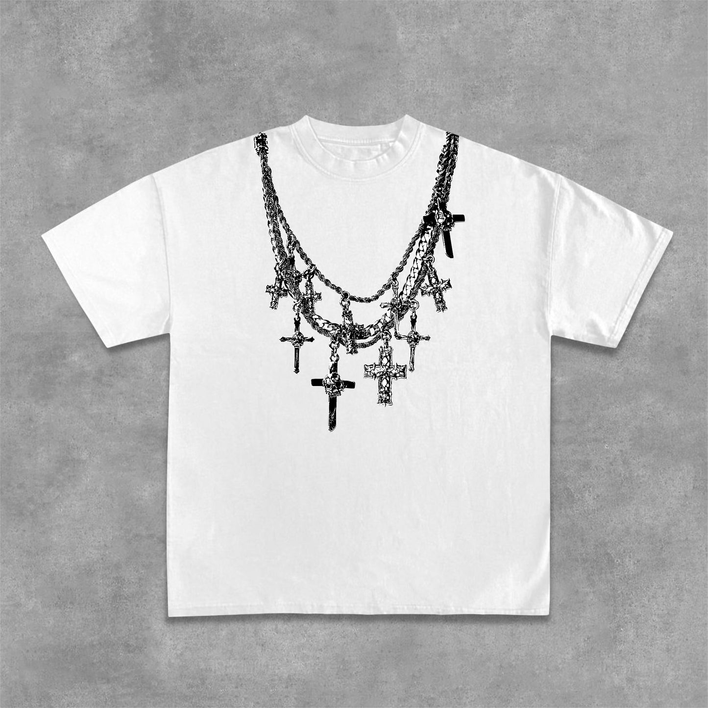 Christian & Cross Necklace Print Casual Cotton T-Shirt