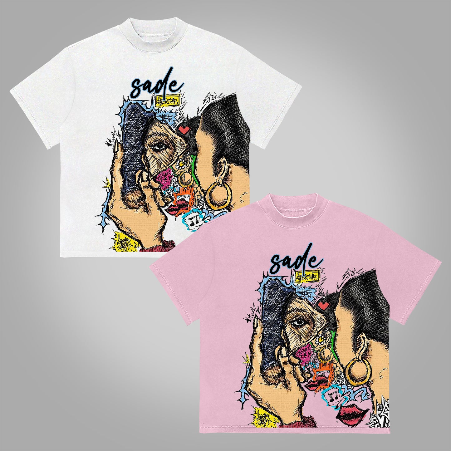 Vercoo Vintage Sade Adu Graphic Print Cotton T-Shirt