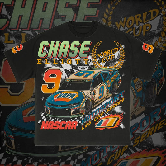 Vercoo Vintage Nascar Chase Elliott 9 Graphic Cotton Short Sleeve T-Shirt