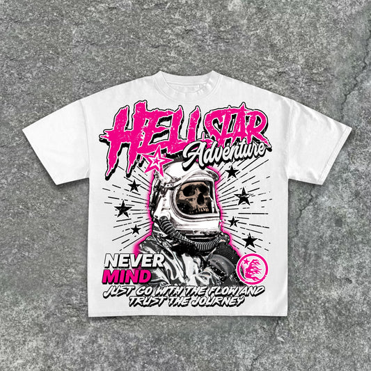 Astronaut of Skull Retro Graphic Cotton T-Shirt