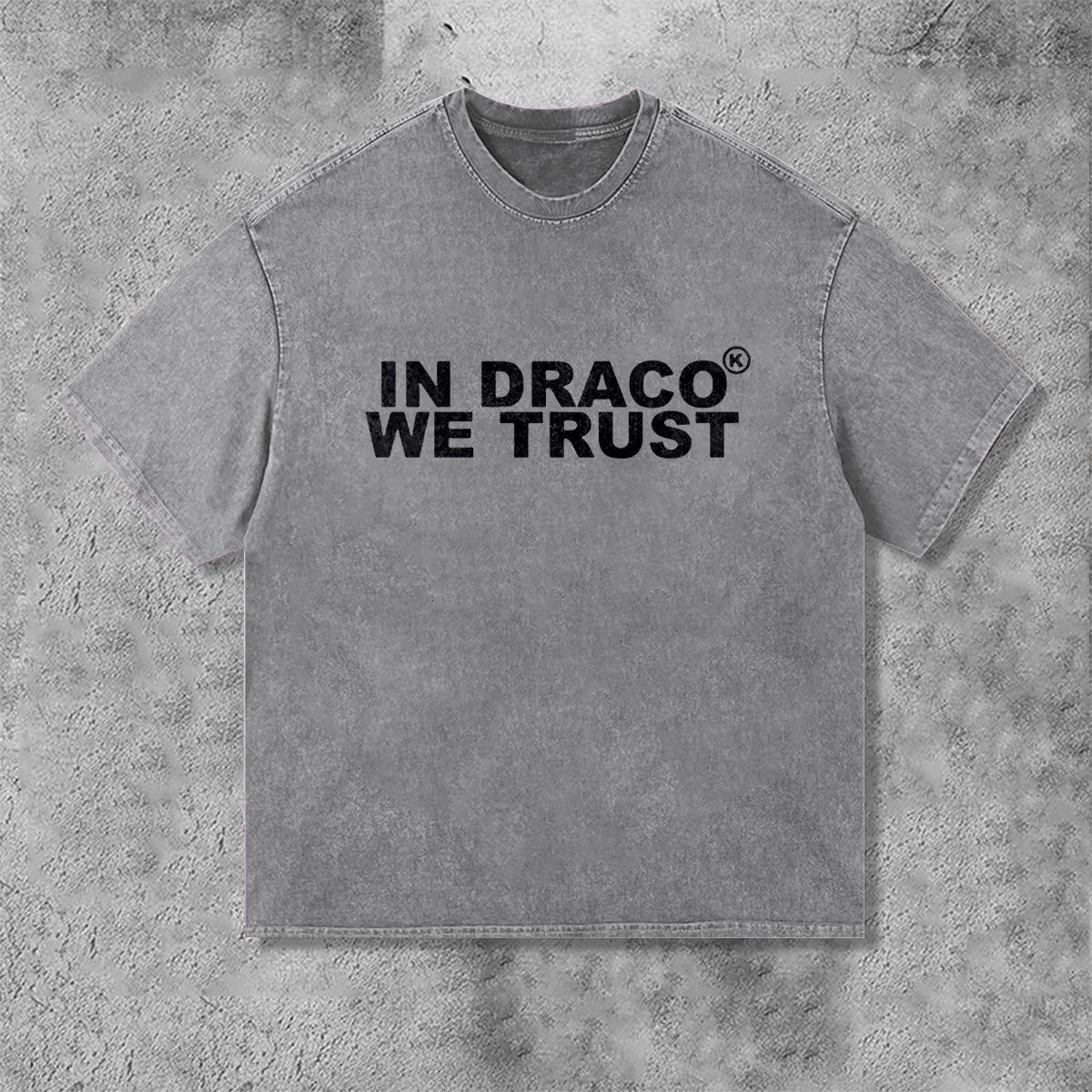 Vintage In Draco We Trust Graphic Acid Washed T-Shirt