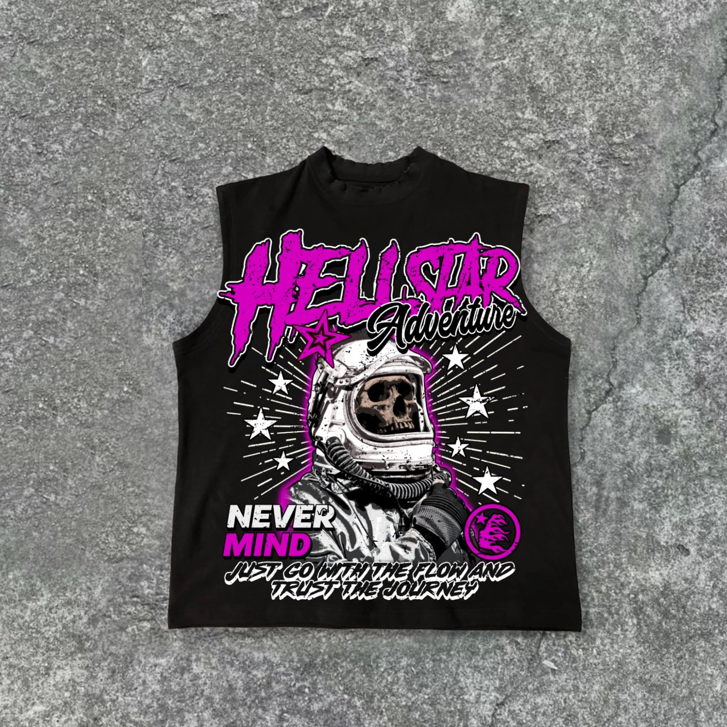 -Skull Astronaut Vintage Pattern Print Cotton Tank Top