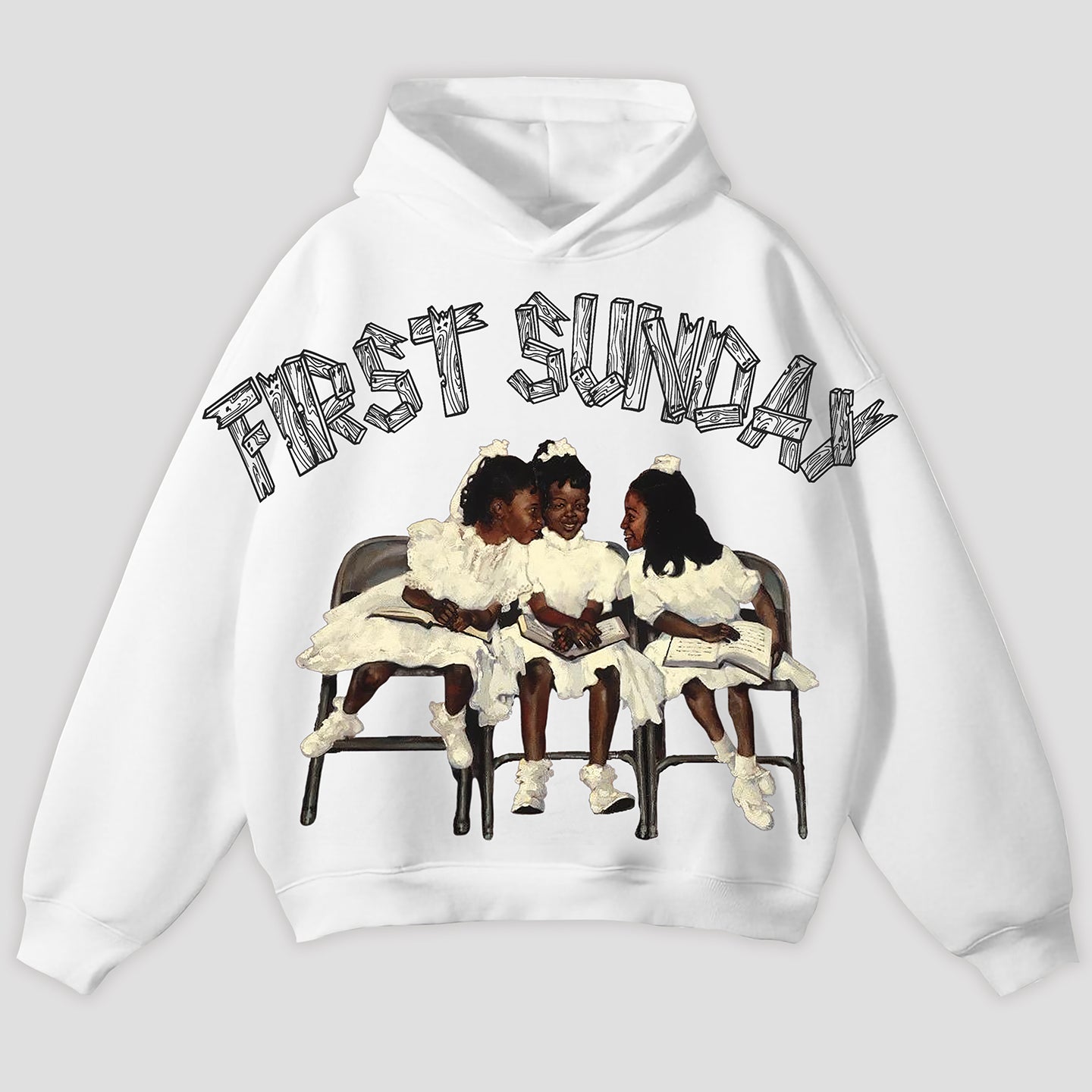 Vintage First Sunday Faith Graphic Simple Pocketless Hoodie