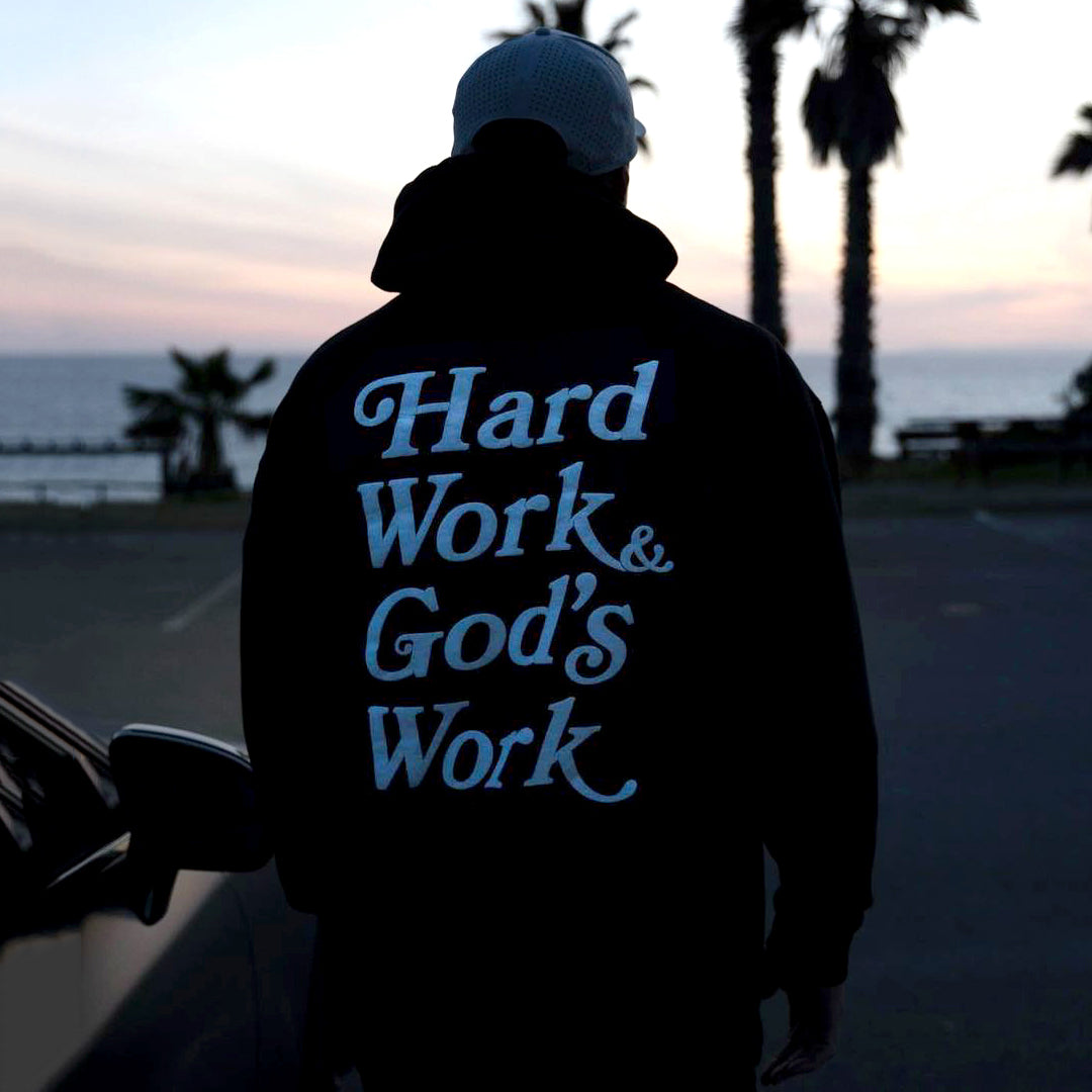 Hard Work & God's Work Print Pullover Fleece Hoodie