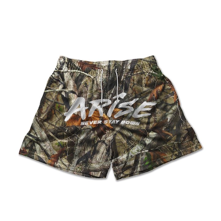 Vercoo Vintage Stylish Jungle Graphic Casual Street Mesh Shorts