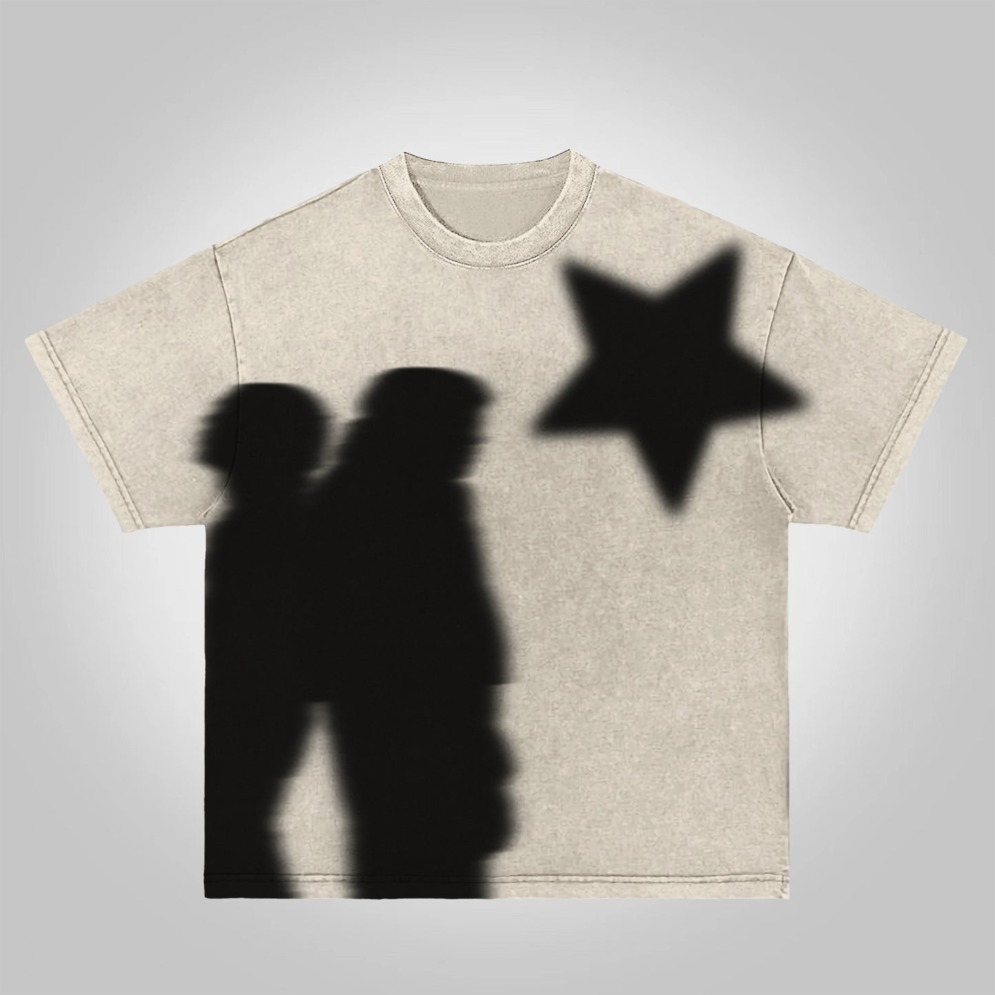 Vercoo Virtual Shadow Graphic Acid Wash T-shirt