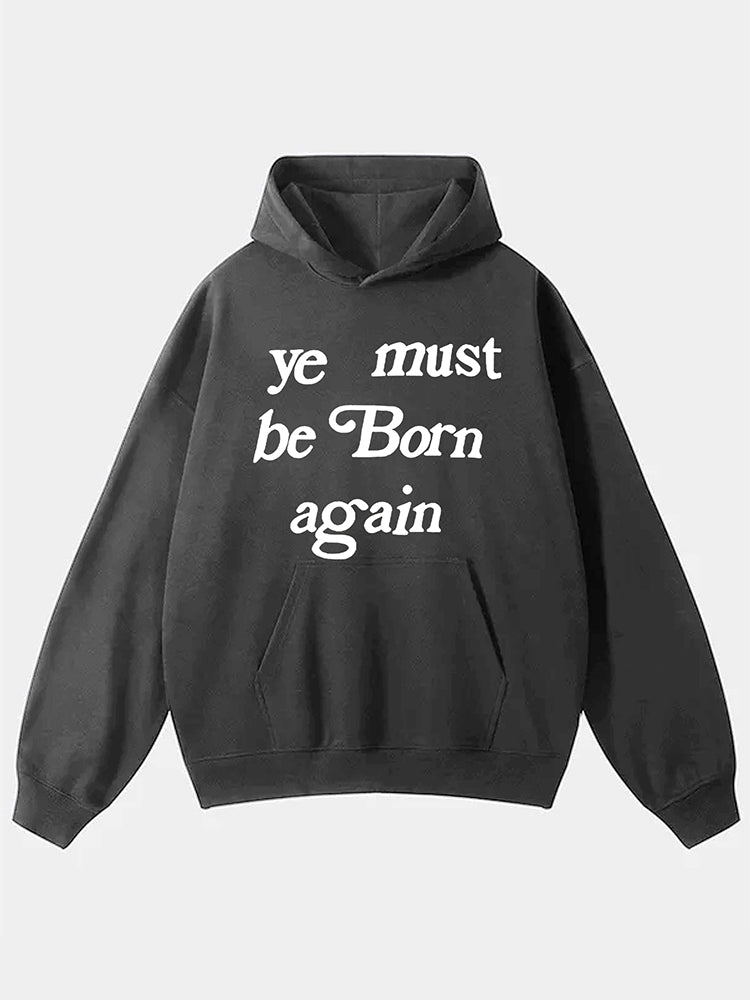 Men's Ye Must Be Born Again Graphic Printed Pocket Hoodie