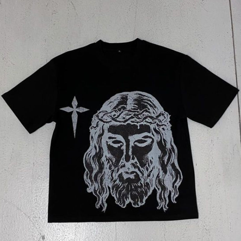 Vercoo Vintagethe Way Jesus Graphic Cotton Short Sleeve T-Shirt