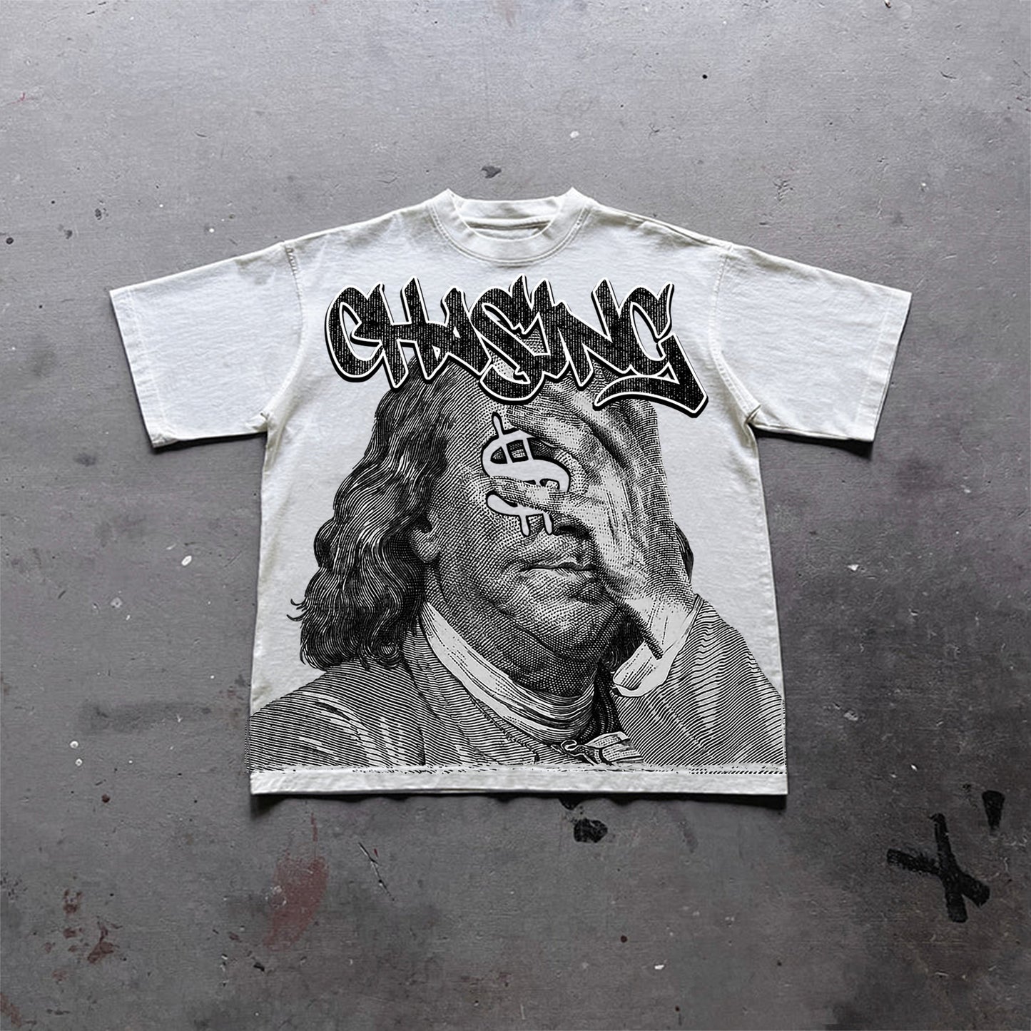 Vintage Chase Money Graphic Print Cotton T-Shirt