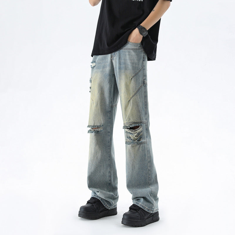 Men's Retro Wasteland Ripped Bootcut Jeans