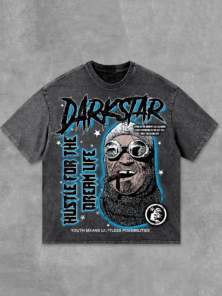 Darkstar-2024 New Print Pattern Acid Washed T-Shirt