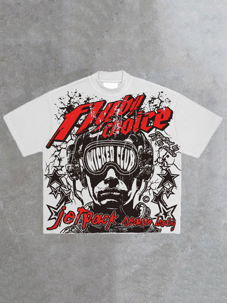 Vintage Fly By Choice Death In Red Graphic Cotton T-Shirt