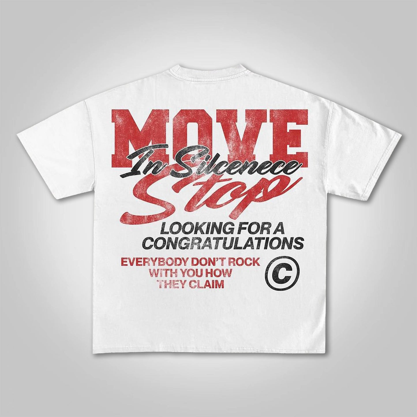 Vintage Move In Silence Graphic Casual Cotton T-Shirt