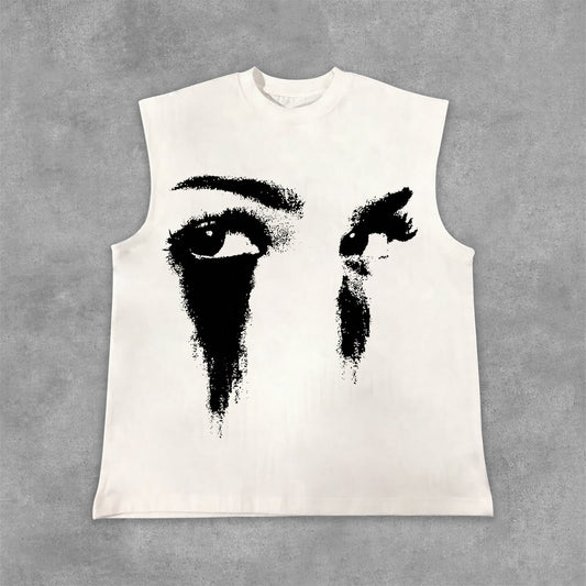 Vercoo Vintage Portrait Graphic Print Cotton Casual Tank Top