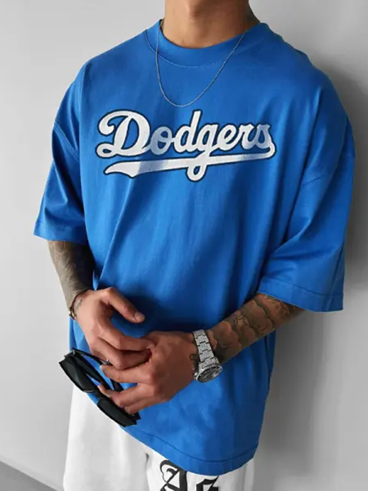 Oversized Dodgers Print Short Sleeve T Shirt