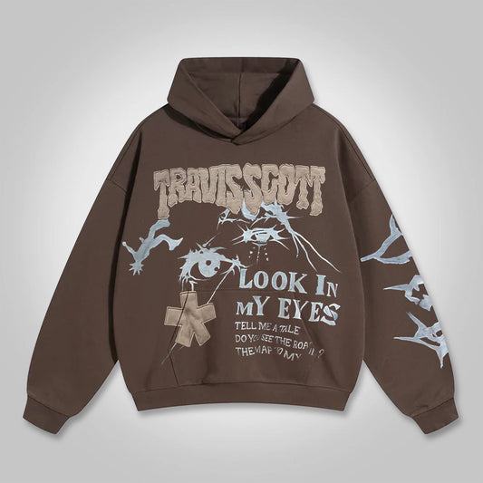 Vercoo Vintage Look In My Eyes Graphics Pocket Hoodie