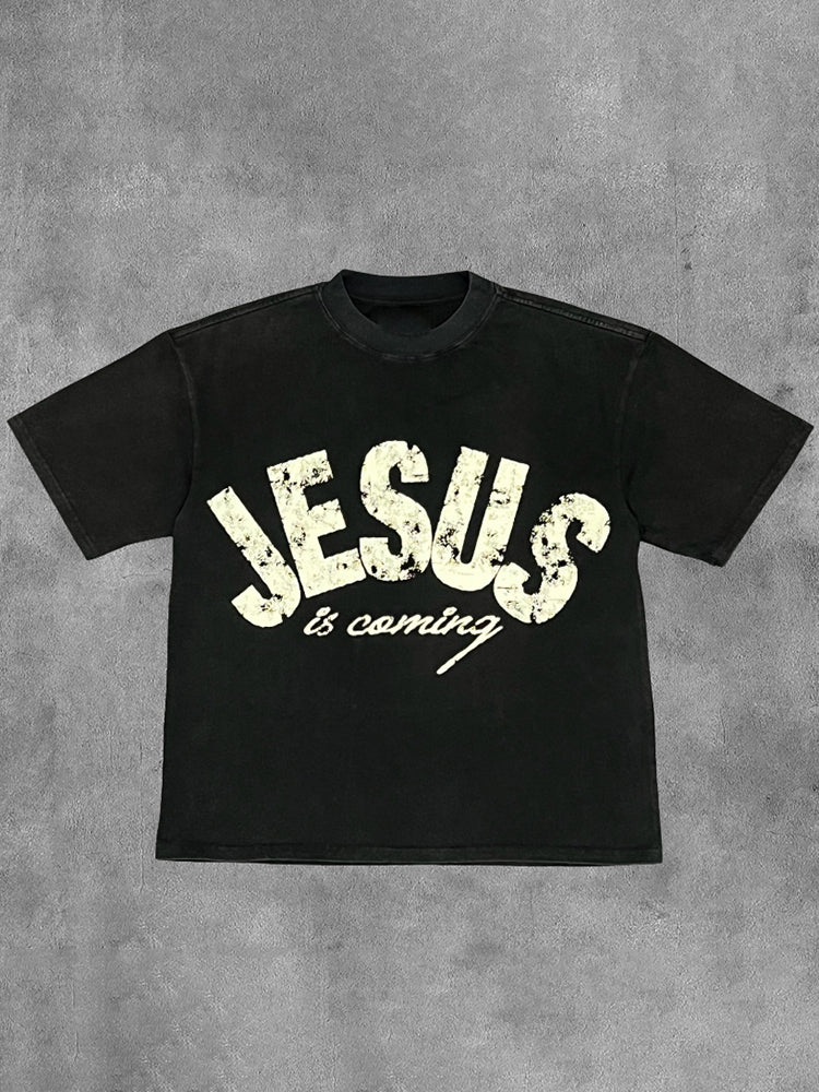 Vintage Jesus Is Coming Are You Ready Graphic Cotton White Short Sleeve T-Shirt