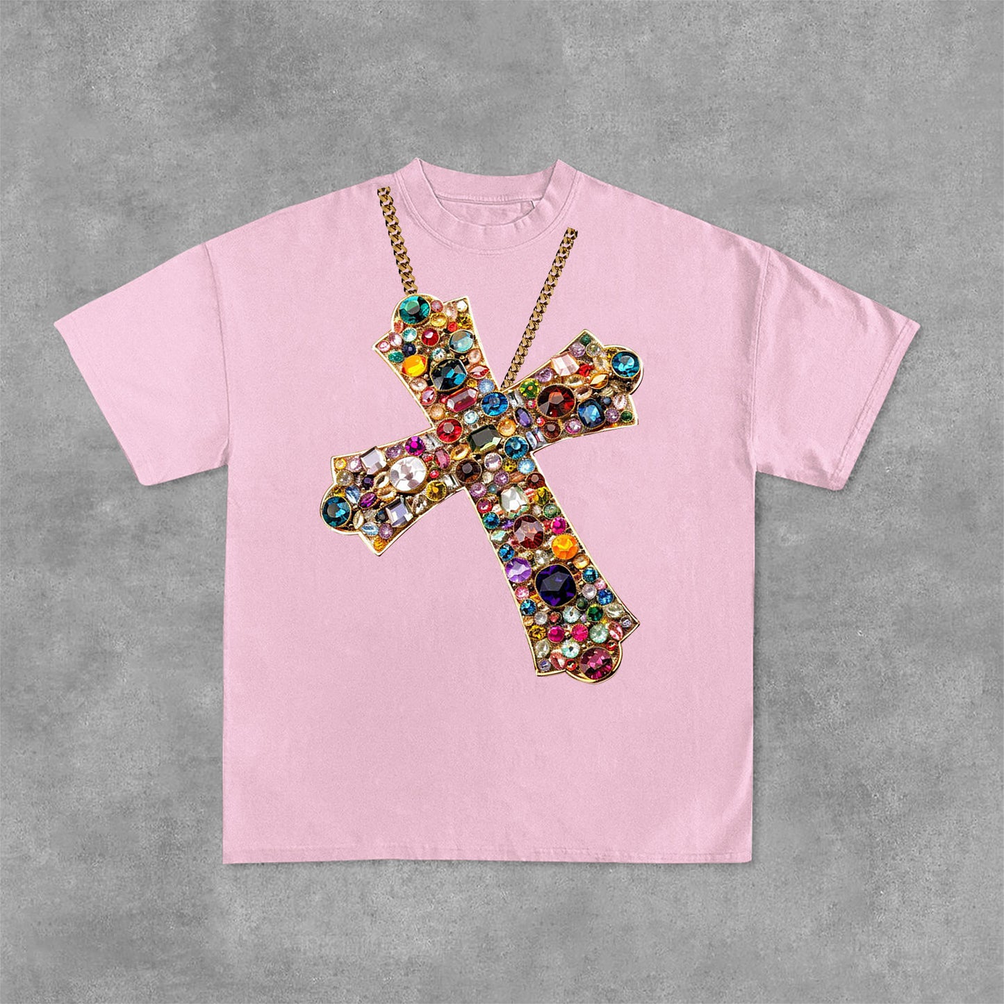 Diamond Cross Graphic Print Cotton T-Shirt