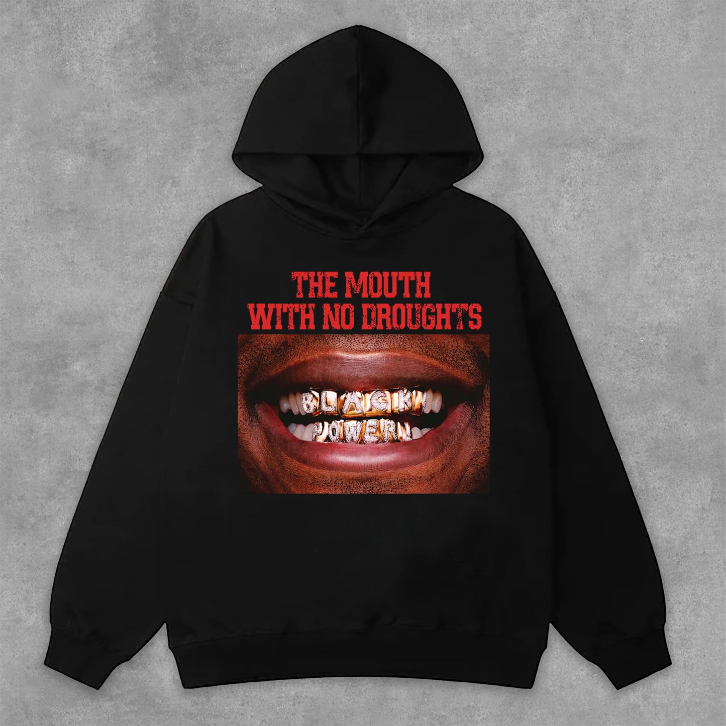 Lips Graphic The Mouth With No Droughts Print Side Pockets Hoodie