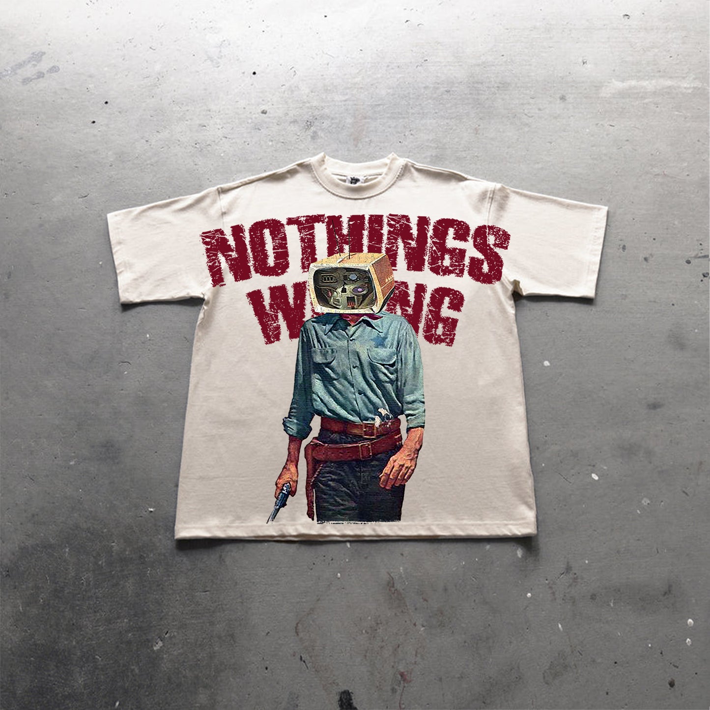 Vercoo Vintage Nothing Wrong Graphic Print Cotton T-Shirt