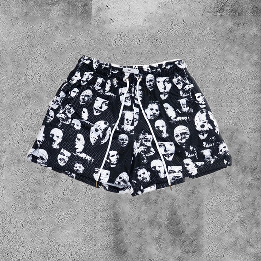 Hip Hop Horror Face Street Print Fashion Street Shorts