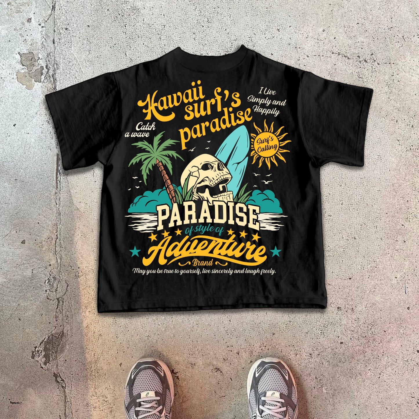 Men's Surfer's Paradise Vintage Print Cotton T-Shirt