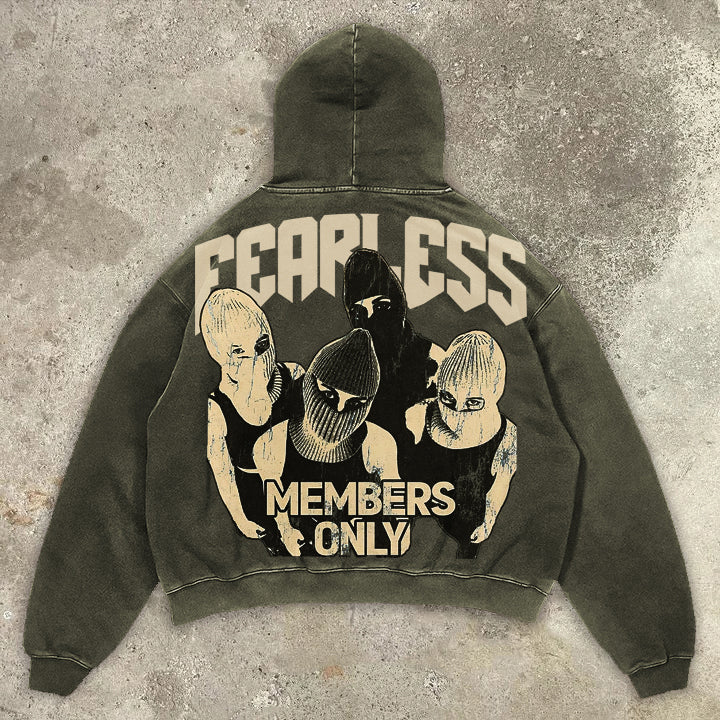 Fearless Graphic Acid Washed Oversized Hoodie