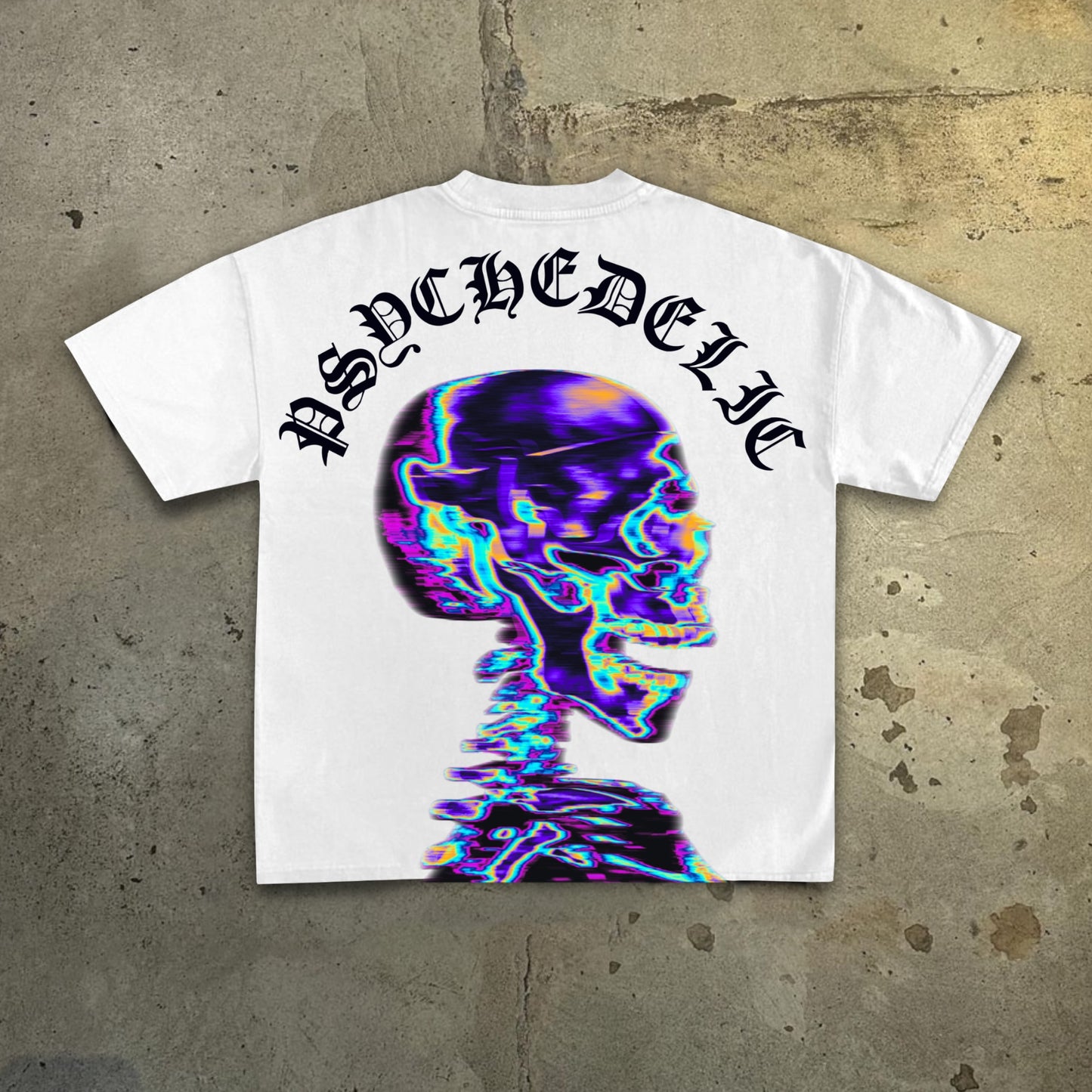 Heat-Inducing Skeleton Skeleton-Neckline Print Cotton Casual T-Shirt