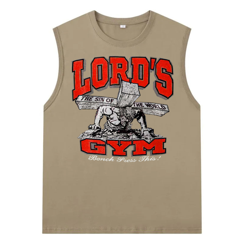 Lord's Gym God Print Cotton Casual Tank Top