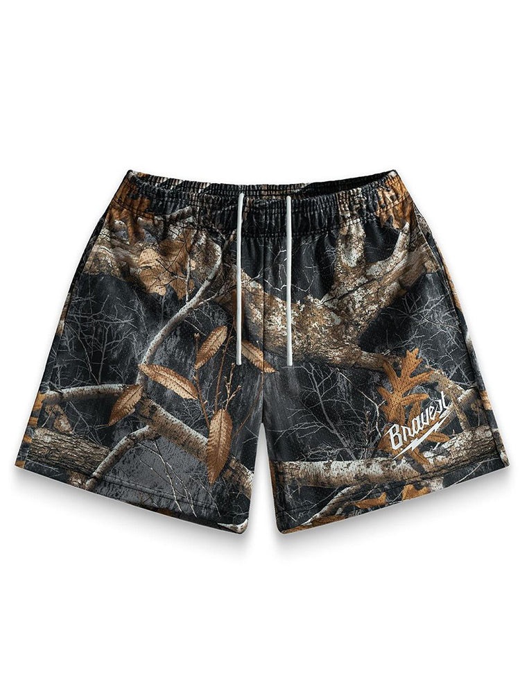 Vintage Bravest Studios Jungle Graphics Mesh Shorts