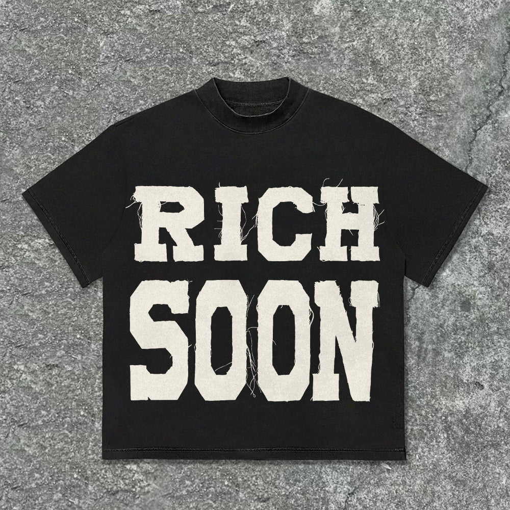 Vintage Rich Soon Graphic Cotton Short Sleeve T-Shirt