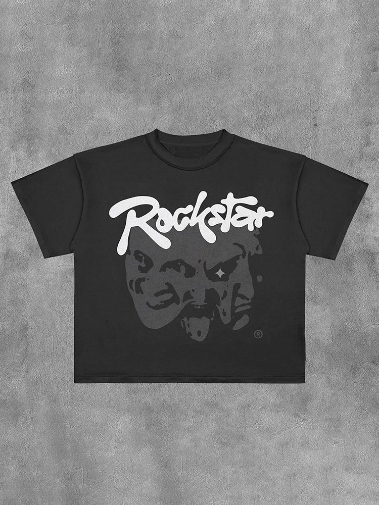 Vercoo Vintage Rockstar Graphic Cotton Short Sleeve T-Shirt