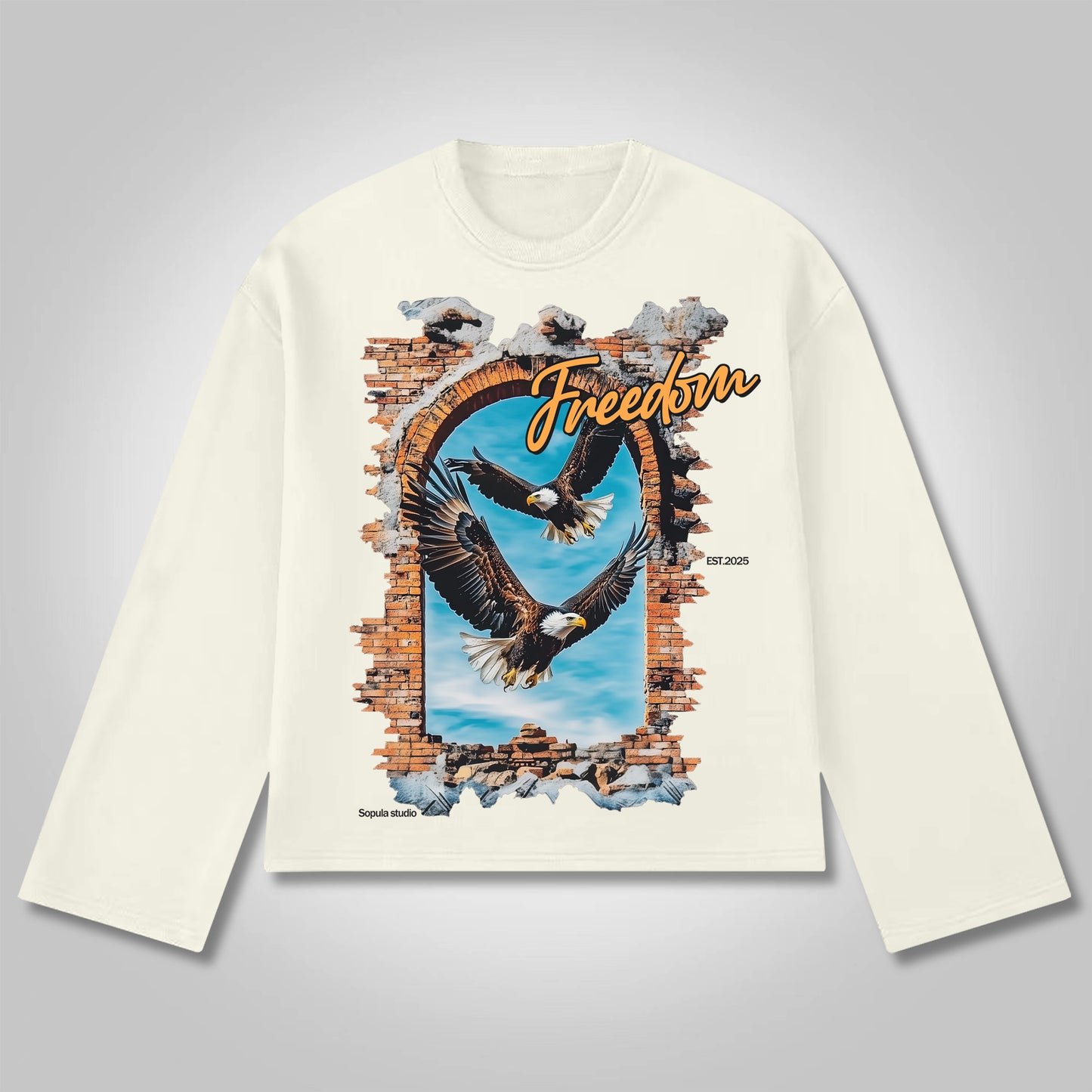 Vercoo Wings Of Freedom Cotton Long Sleeve T-Shirt