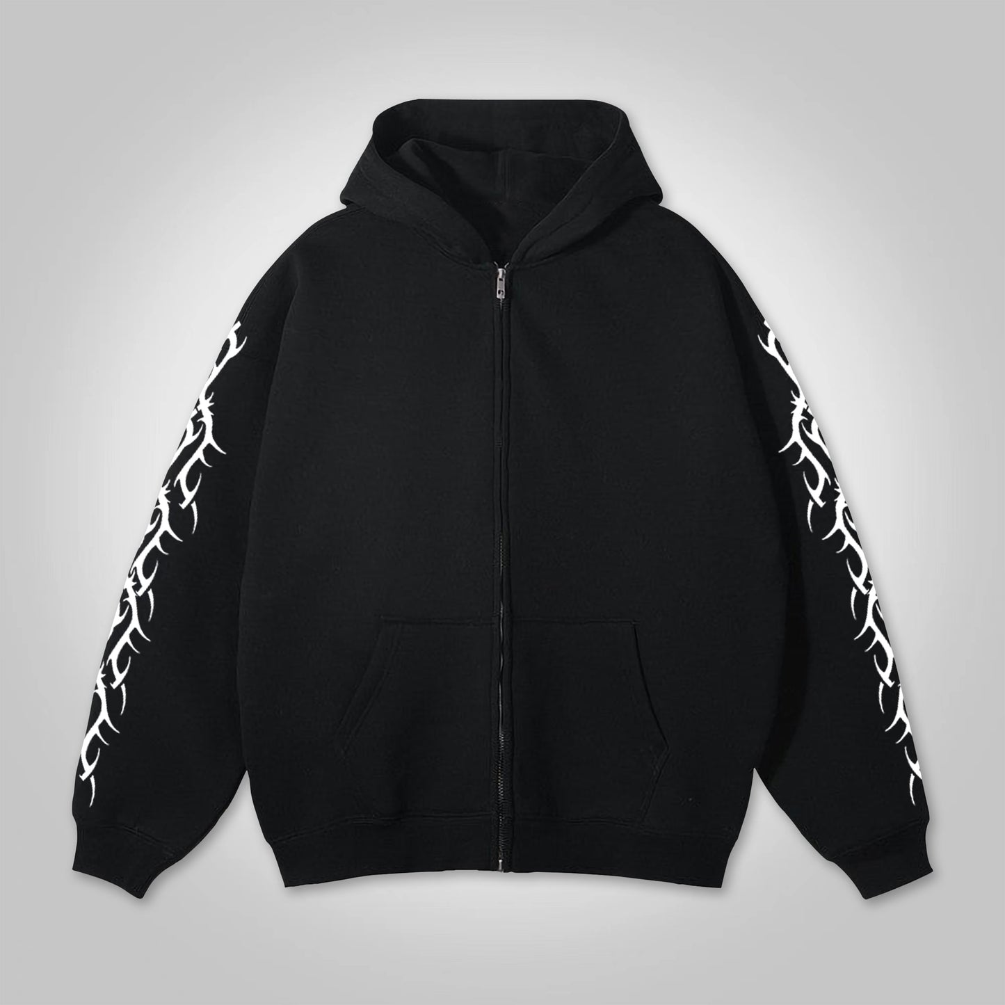 Chain Graphic Print Hip Hop Oversized Zip Up Hoodie