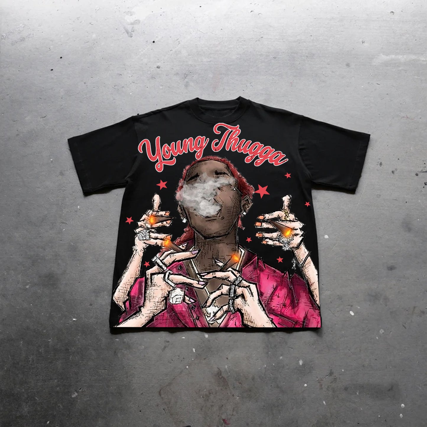 Young Thugga Vintage Graphics Print Cotton T-Shirt