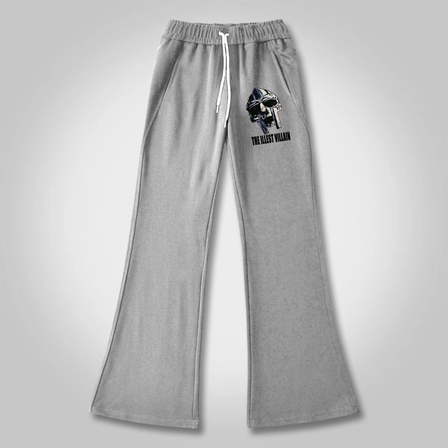 Vercoo Vintage The Illest Villain Mf Doom Graphic Print Flared Sweatpants