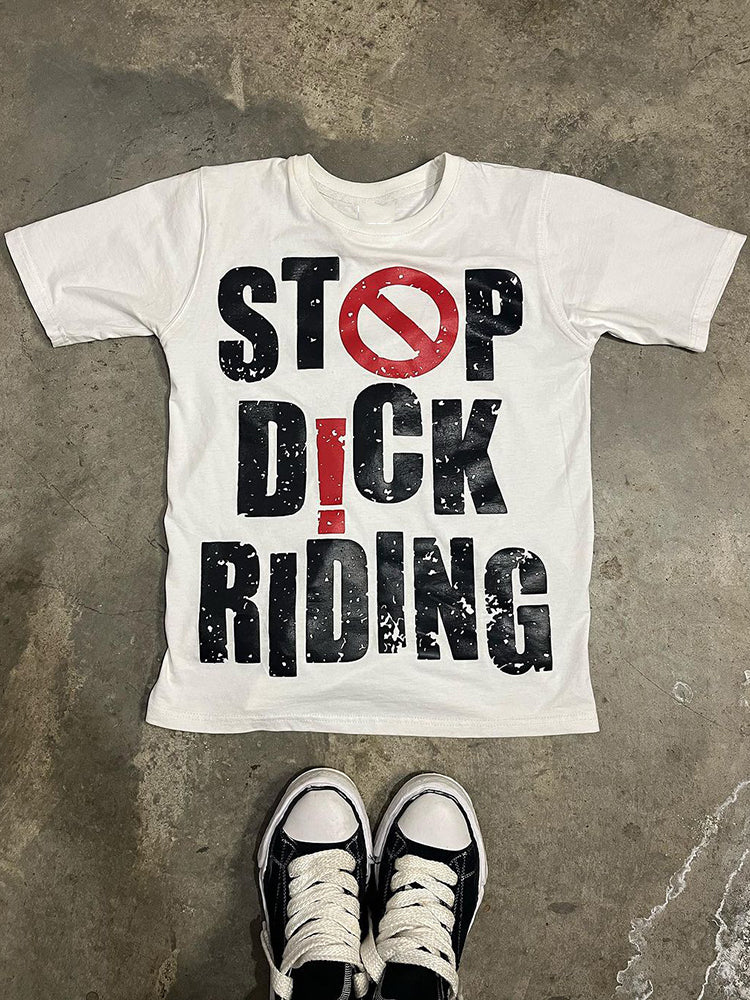 Vercoo Vintage Unisex Stop D Ck Riding Graphic Cotton T-Shirt