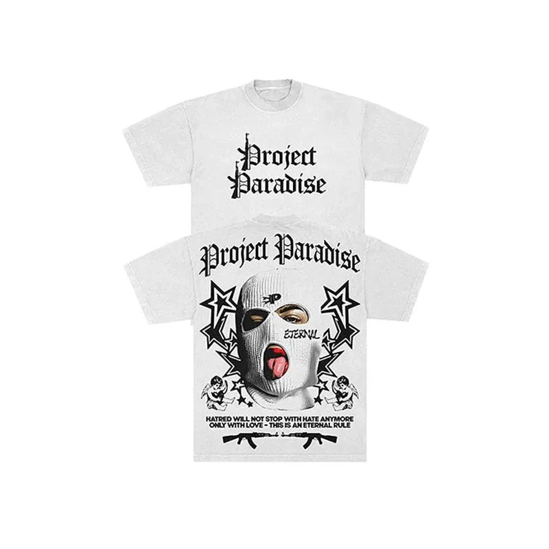 Vercoo Vintage Unisex Project Paradise Graphic Cotton T-Shirt