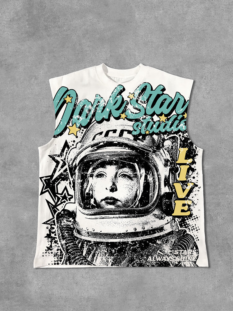 Darkstar - New Pattern Print Astronaut - Alive Graphics Cotton Tank Top