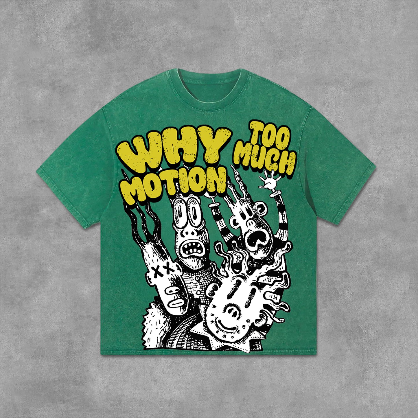 Vintage Why Too Much Motion Graphic Print Acid Washed Street T-Shirt