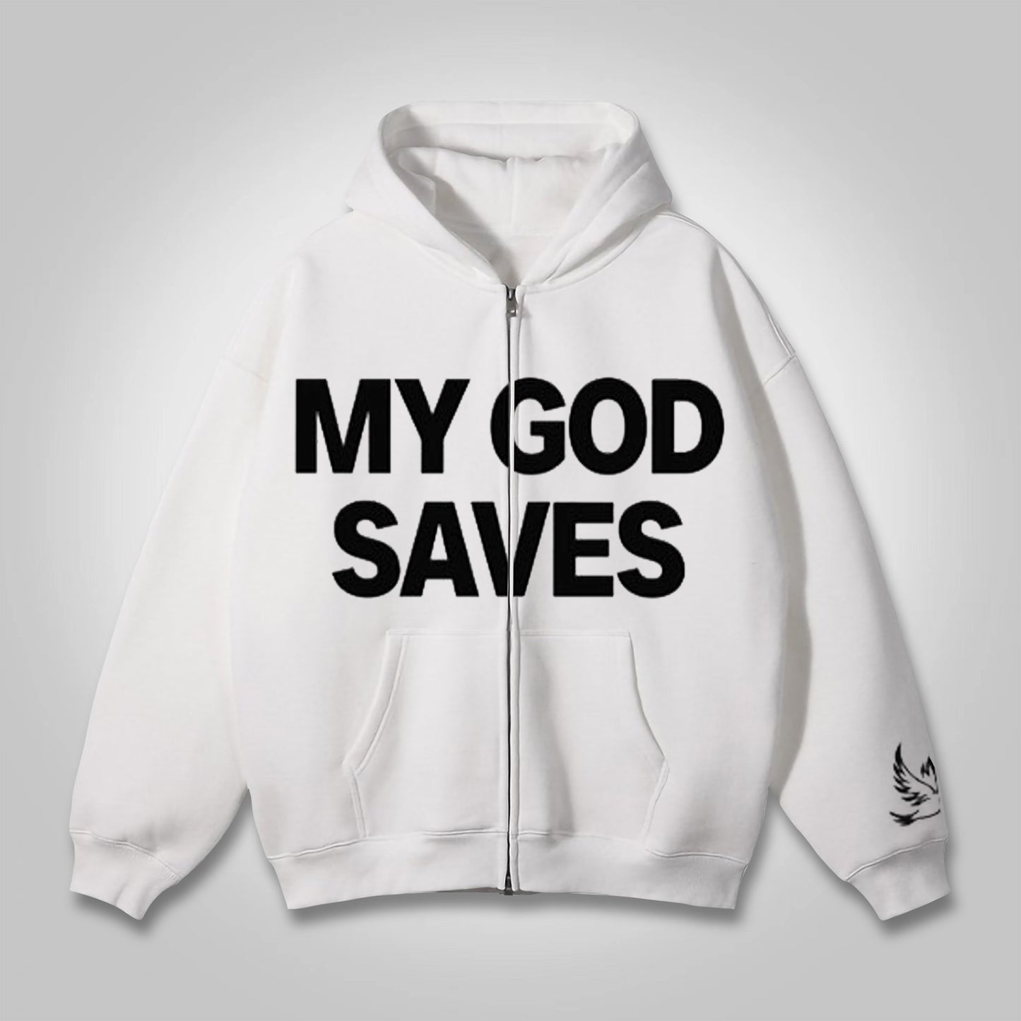 Vercoo Vintage My God Saved Pigeon Graphics Pocket Zip Hoodie