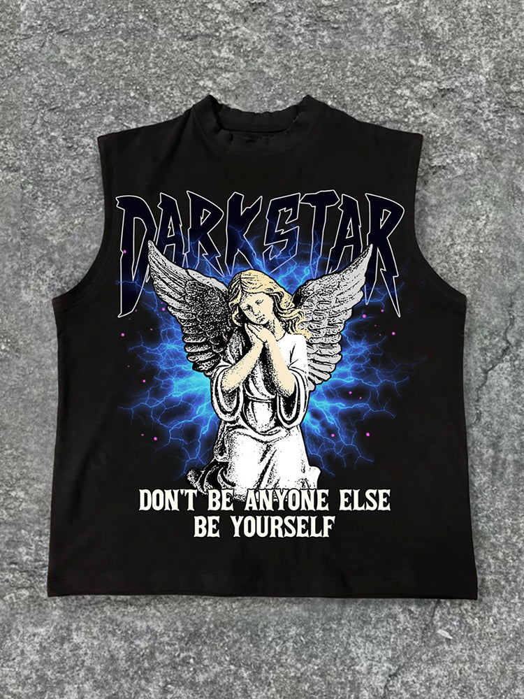 Darkstar-Angel Jesus Lightning Vintage Print Pattern Cotton Tank Top