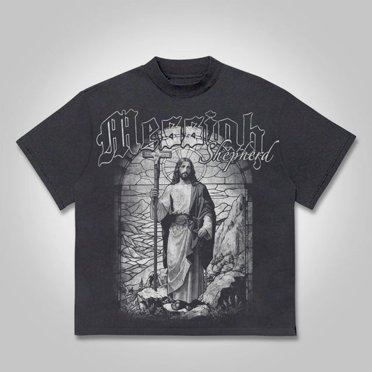 Vercoo Vintage Jesus Graphics Cotton T-Shirt