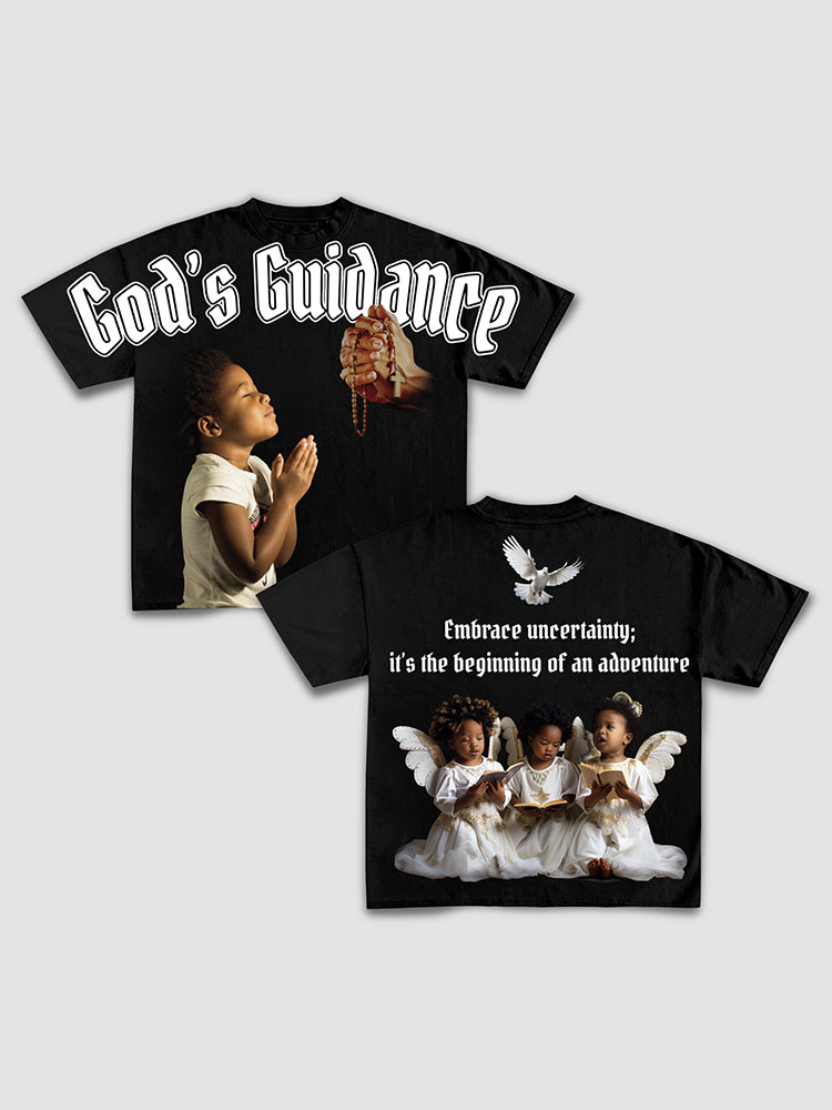 Casual God's Guidance Print Cotton T-Shirt