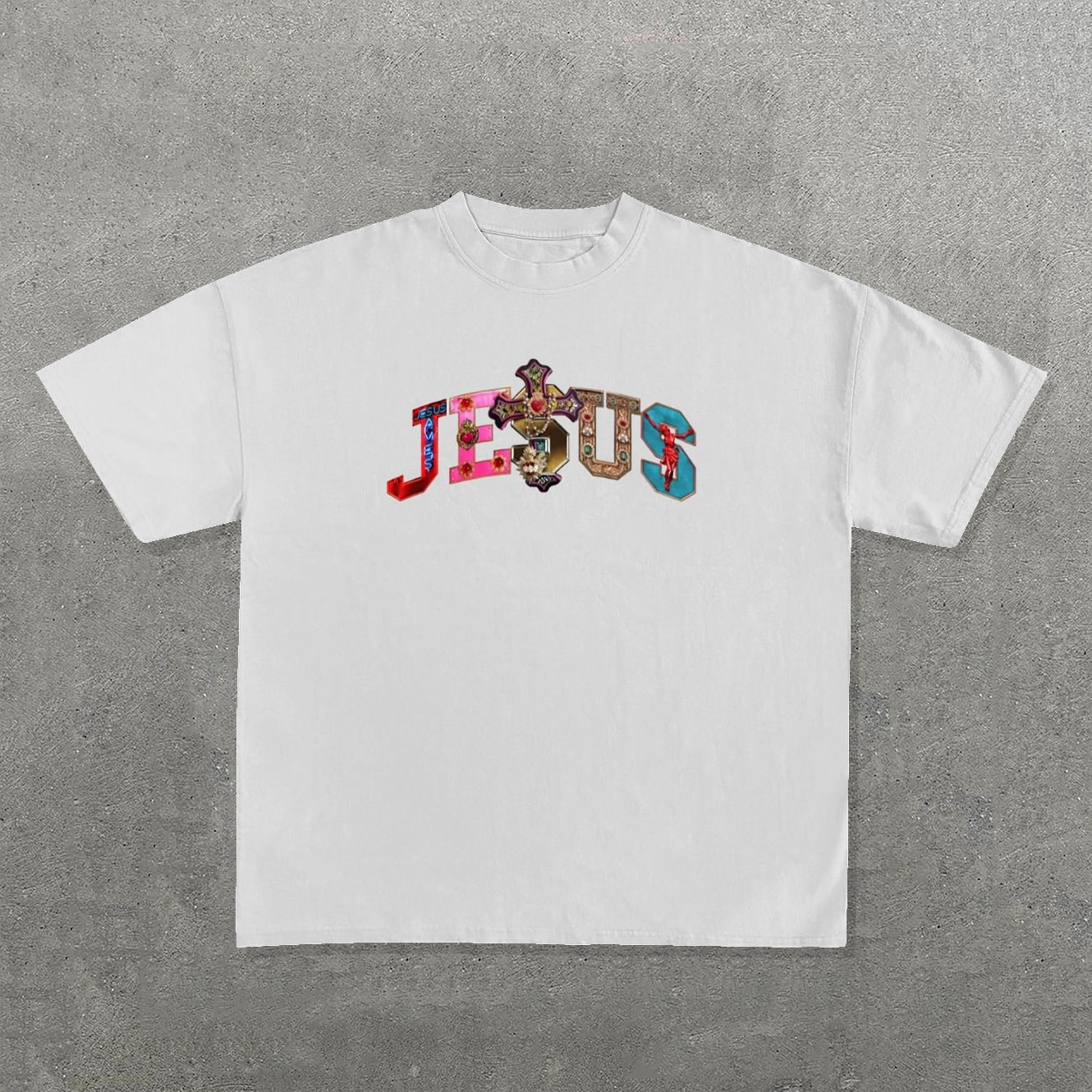 Vintage Jesus Words Graphic Cotton T-Shirt