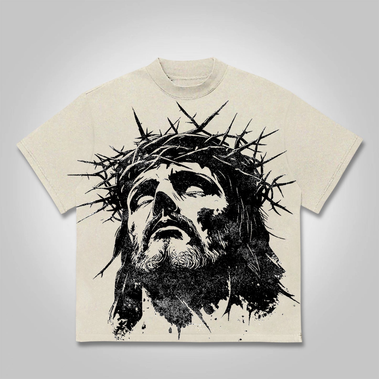 Vercoo Vintage Portrait Of Jesus Cotton T-Shirt