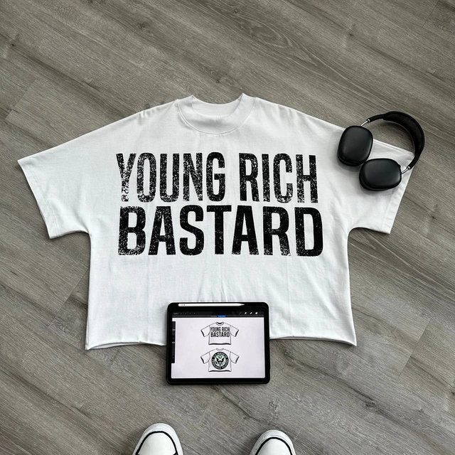 Vercoo Young Rich Bastard Art Graphic Cotton T-Shirt