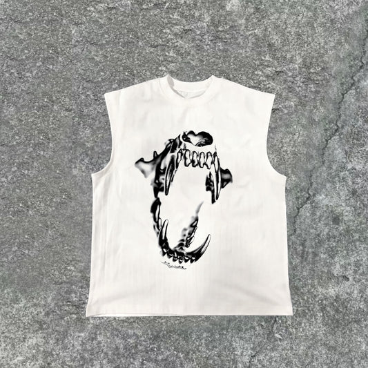 Men's Metal Fangs Print Cotton Tank Top