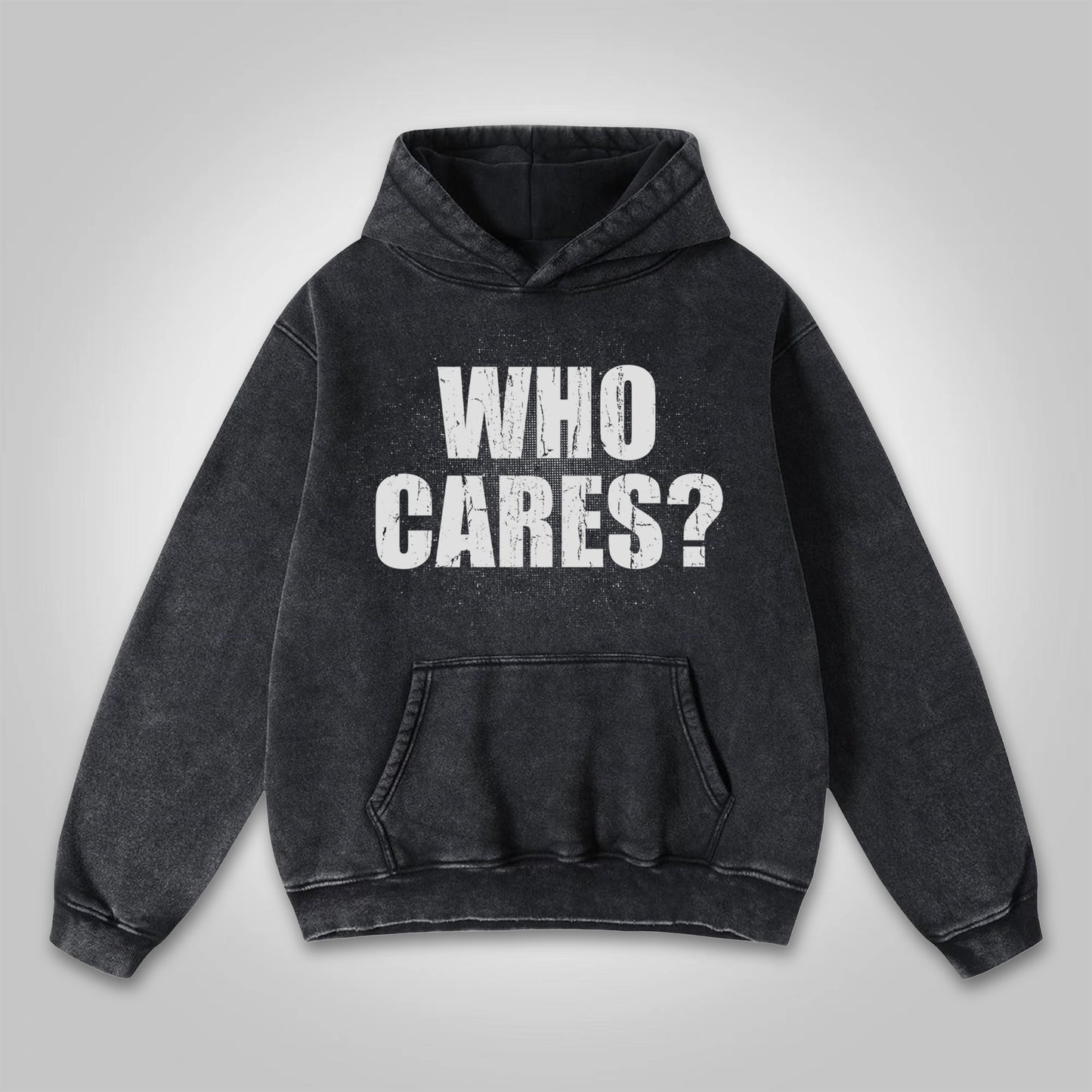 Vercoo Who Cares？vintage Outlet Firearms Graphics Washed Distressed Pocket Hoodie